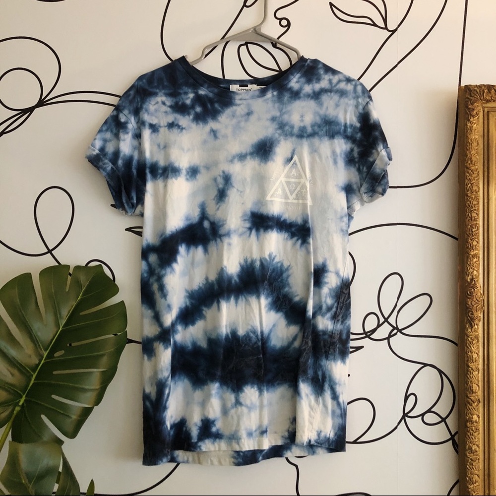 Topman Blue Tie Dye Tee
